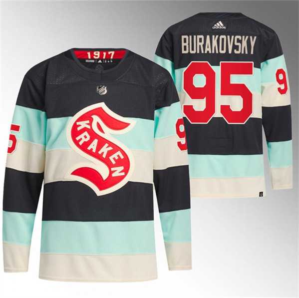 Mens Seattle Kraken #95 Andre Burakovsky Deep Sea Blue 2024 Winter Classic Primegreen Stitched Jersey Dzhi